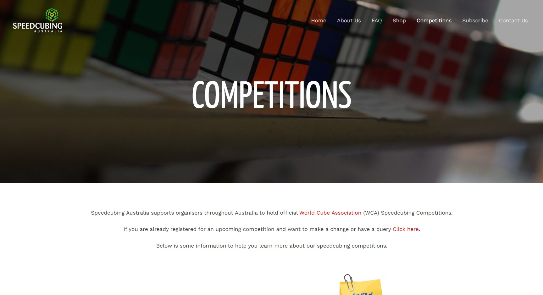 Speedcubing Australia — before redesign